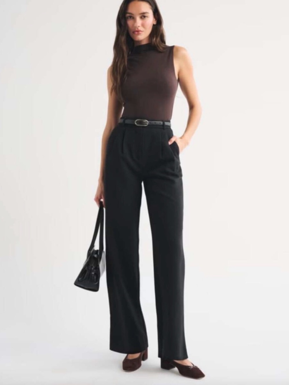 Abercrombie & Fitch Sloane Tailored Pant Black Wide Leg Size 29 Regular